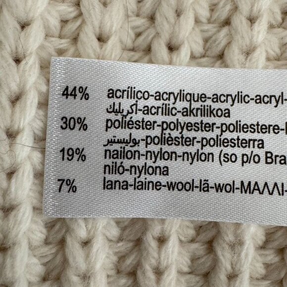 Zara Collection Ivory Chunky Rib Knit Bell Sleeve Mock Neck Sweater Size Medium - Picture 10 of 13